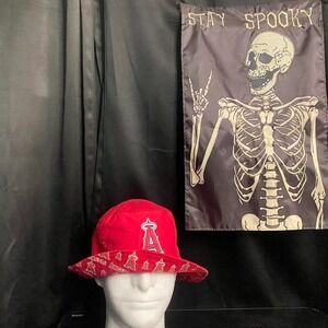 Angels Bucket Hat MLB Baseball Wescom‎ Credit Union Red Cap